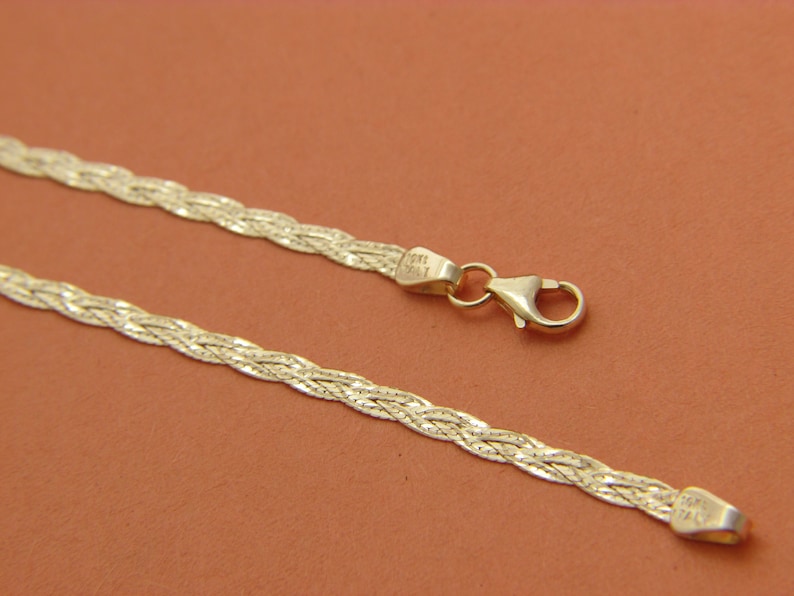 Solid 10K Gold 2.5mm Braided Herringbone Necklace Real 10kt Etsy Norway