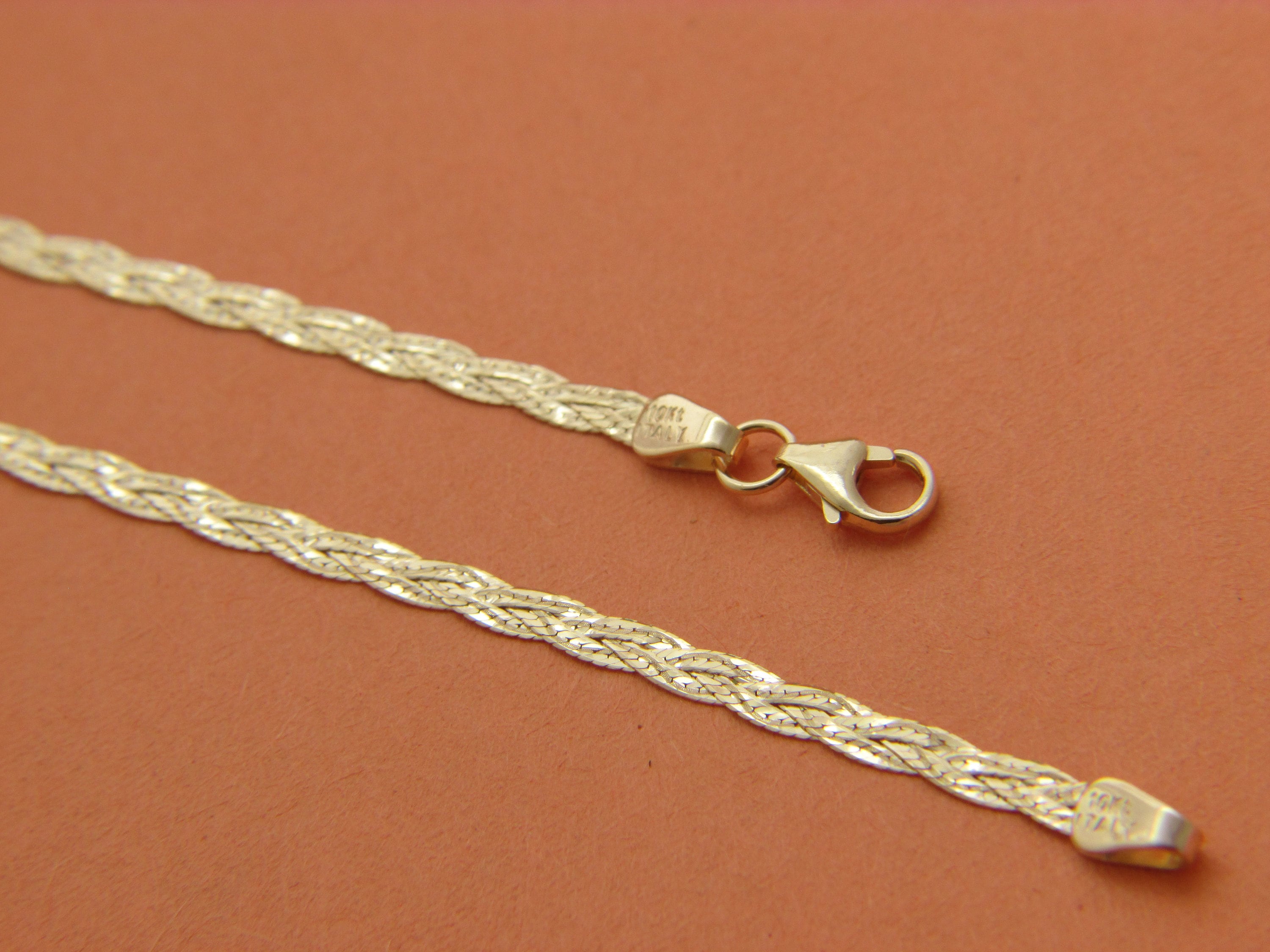 Solid 10K Gold 2.5mm Braided Herringbone Necklace Real 10kt Etsy Norway
