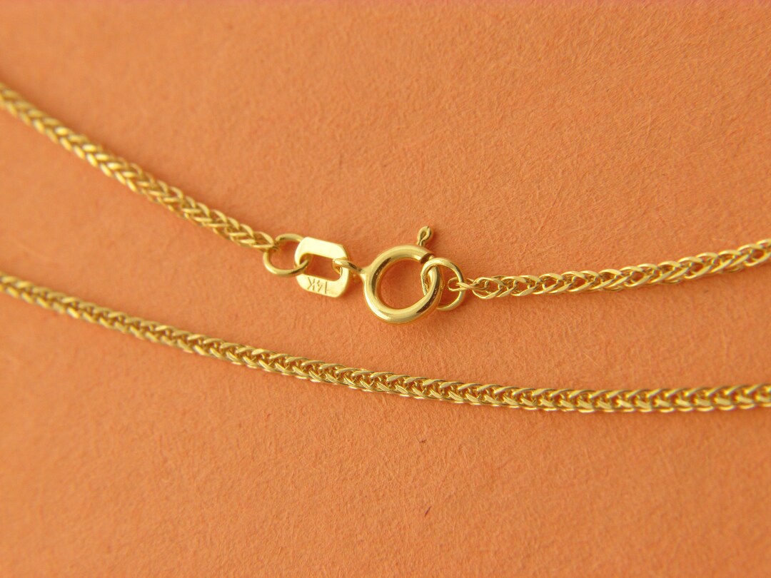 Real 14k Gold Wheat Chain 1.5mm Necklace Chain 14kt Gold Etsy