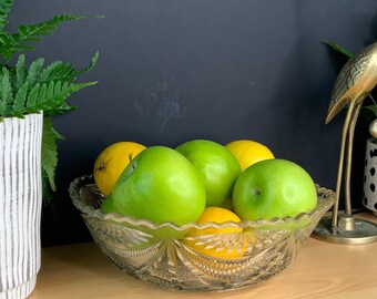 Mid century decorative glass fruit bowl, salad bowl, serving bowl, trifle bowl. Bohemian, maximalist, cottage core decor. Mother’s Day gift.