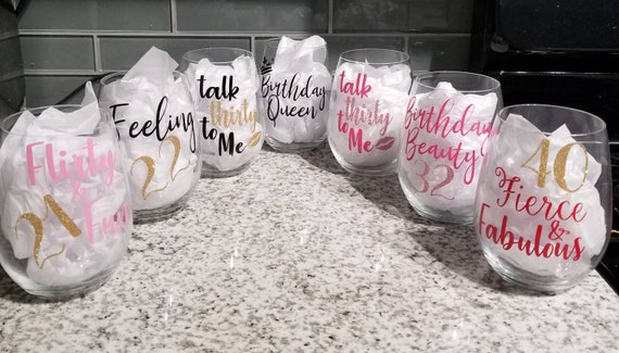 Thirty AF Glass  Birthday Wine Glass  30th Birthday  Dirty Thirty  Birthday Gift  Glitter Wine Glass  Talk 30 to Me  Flirty Thirty