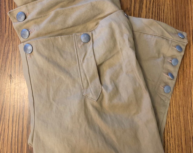 Featured listing image: Men's Drop front Colonial knee breeches for 18th Century - medium weight canvas with pewter buttons ***Made to order***