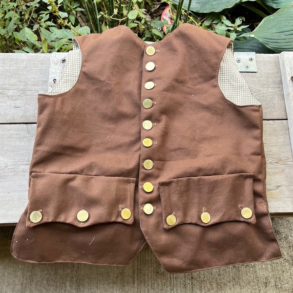 Boys Revolutionary war vest or Waistcoat - cotton canvas or linen