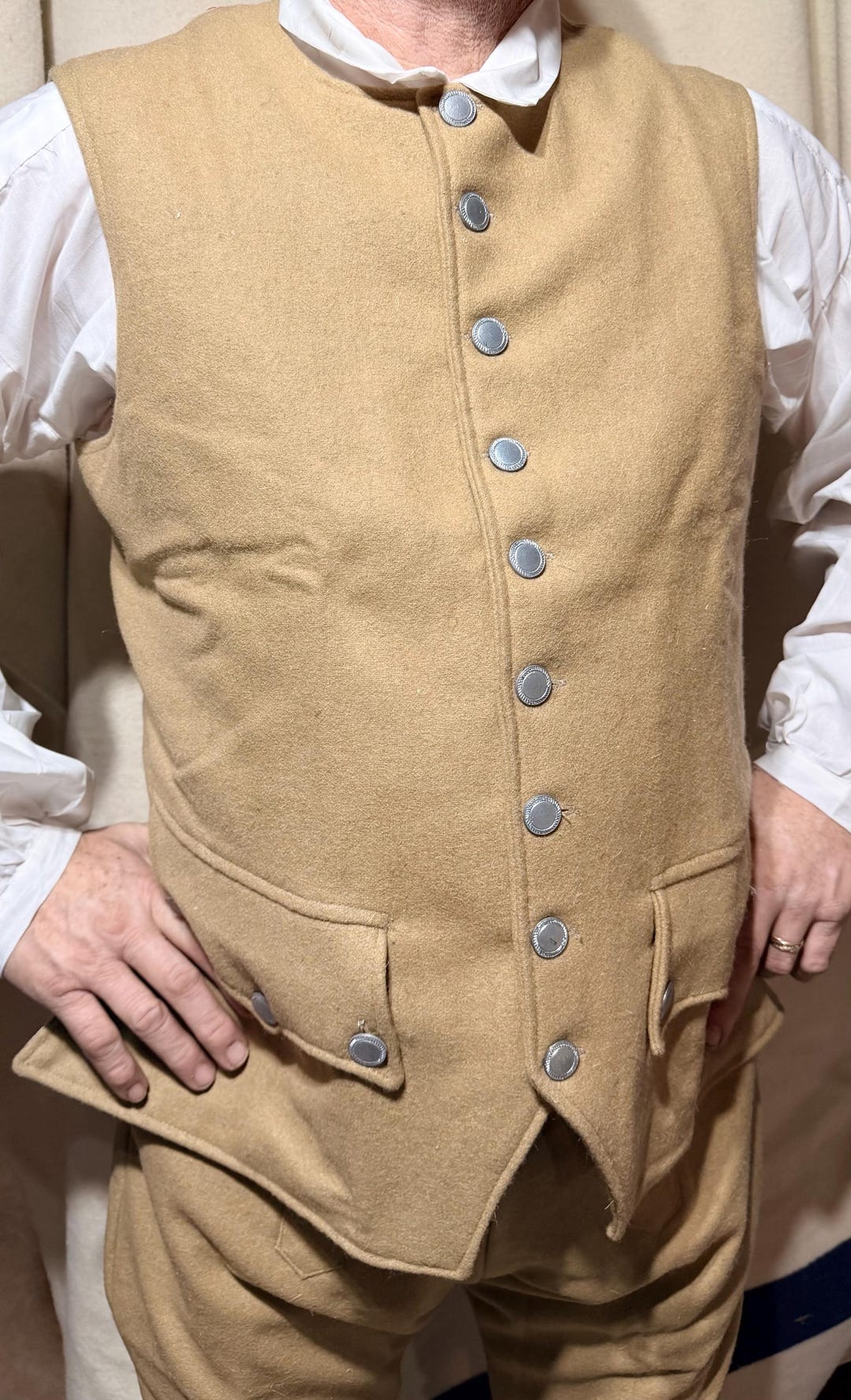 Men's Revolutionary War Colonial Vest or Waistcoat TAN WOOL - Etsy