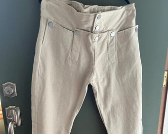 Men's Drop front pants - Natural Hemp Canvas - 18th Century ***ready to ship***