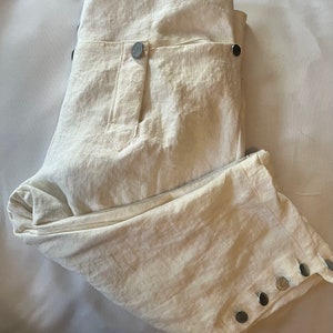 18th Century LINEN Men's Drop Front Knee Breeches LINEN- military or civilian-custom made version