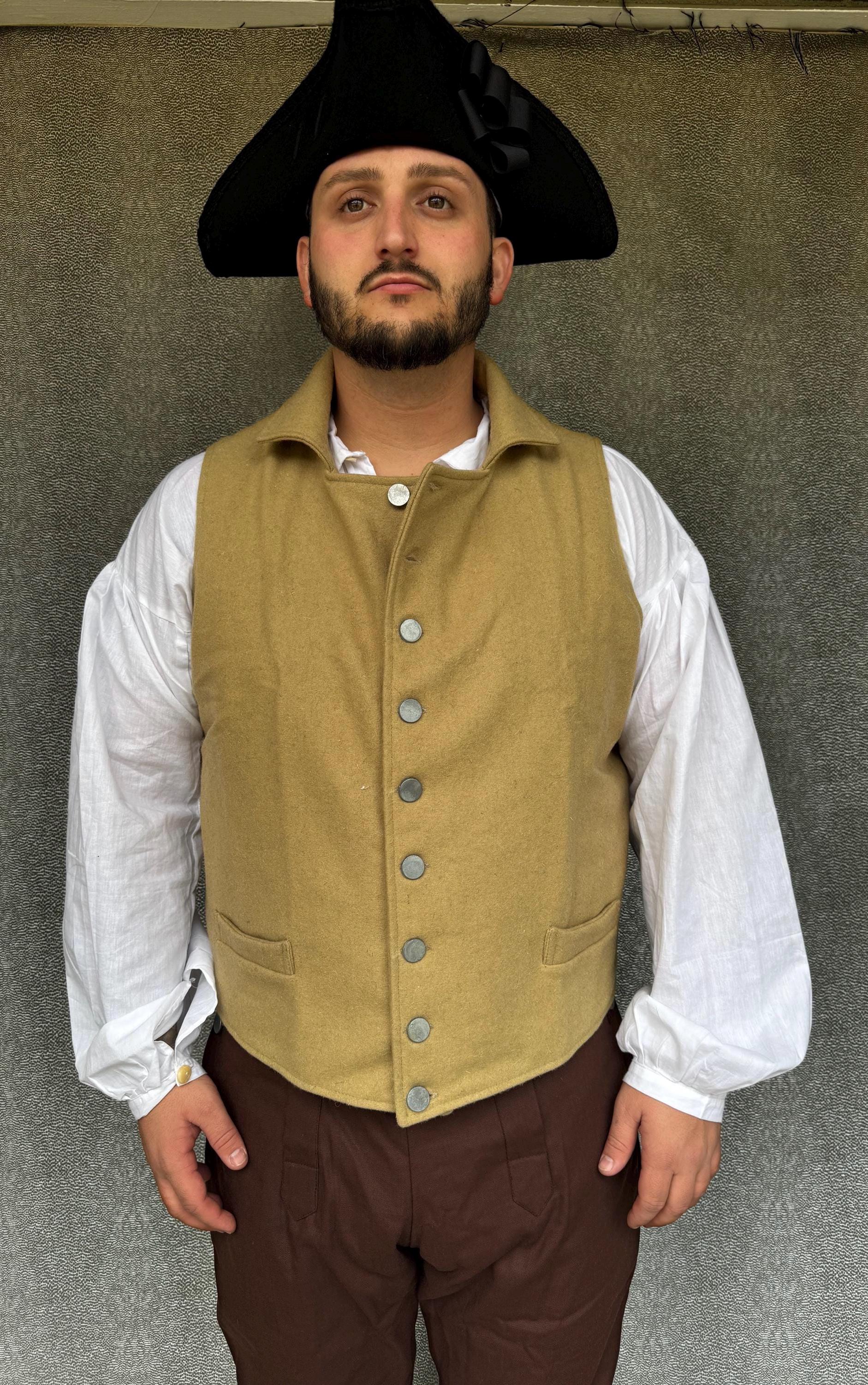 Men's 1812 Vest - TAN WOOL **ready to Ship** - Etsy Israel