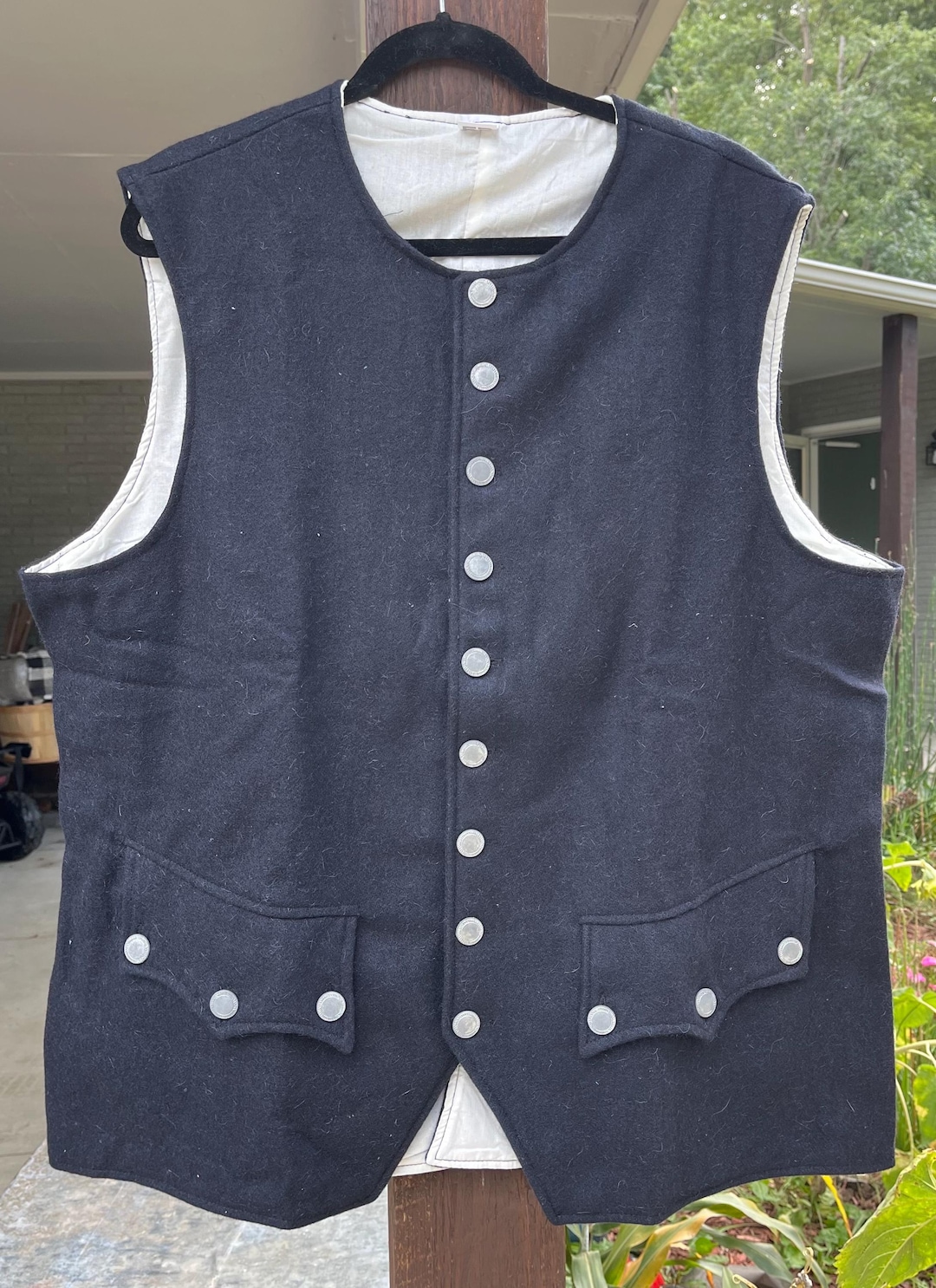 Men's Revolutionary War Colonial Vest or Waistcoat NAVY BLUE WOOL
