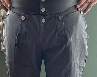 Men&#39;s Drop front knee breeches - DARK GREY CANVAS - 18th Century ***ready to ship***