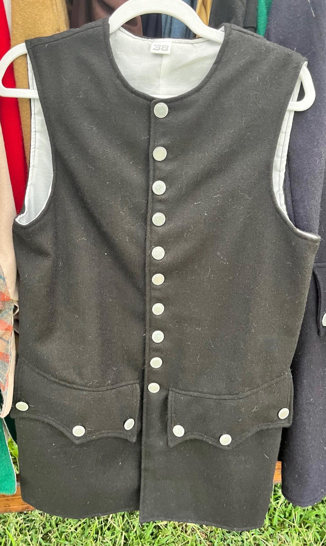 Men's Early 1750’s Colonial Vest or Waistcoat in BLACK WOOL - Etsy
