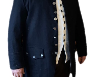 Men&#39;s 18th Century Colonial Jacket or coatee navy blue, dark brown, black or green. **in stock and ready to ship**