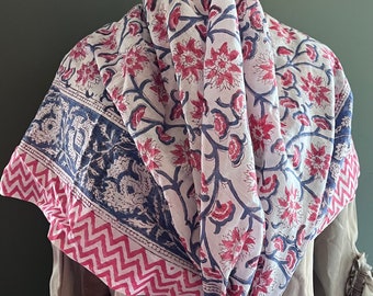 Neckerchief - modesty piece pink and blue Floral Print