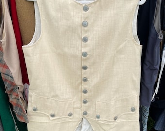 Men&#39;s Revolutionary war vest or waistcoat - cotton canvas or linen