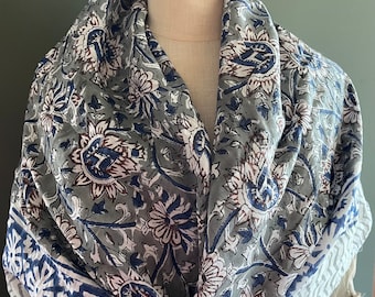 Neckerchief - modesty piece sage and blue Floral Print