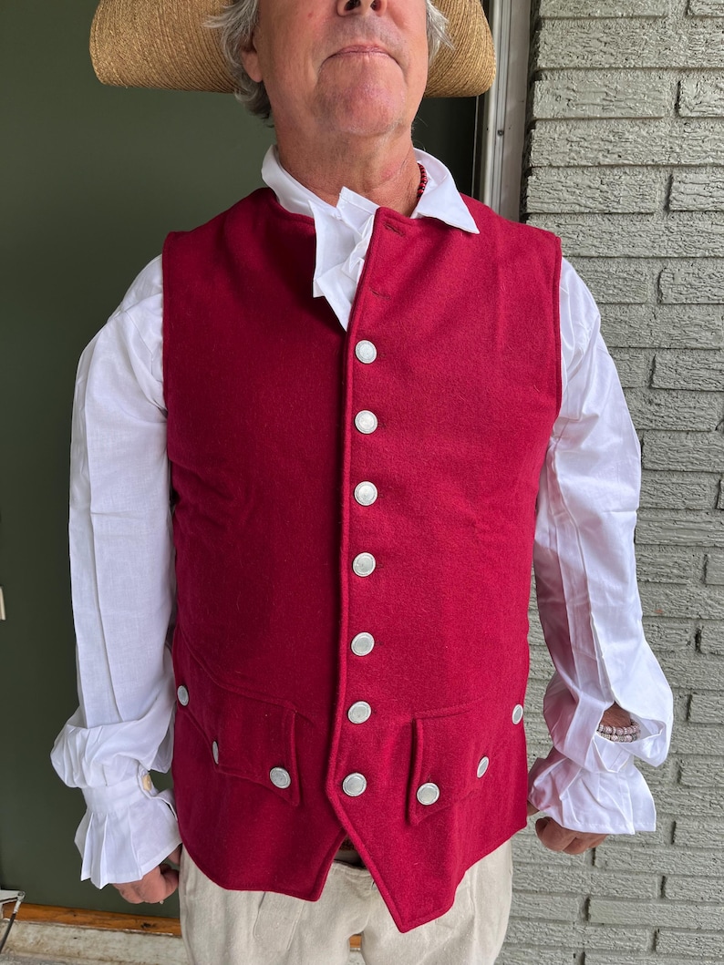 Men's Revolutionary War Colonial Vest or Waistcoat MAROON WOOL - Etsy