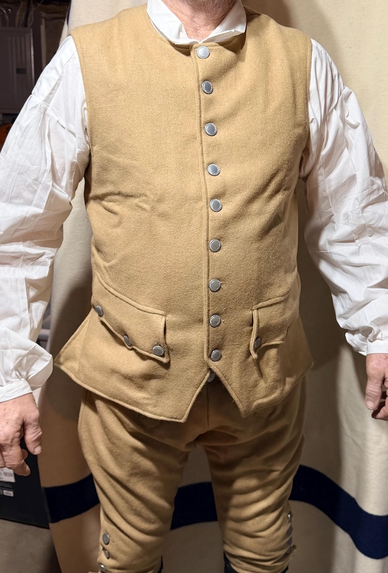 Men's Revolutionary War Colonial Vest or Waistcoat TAN WOOL - Etsy