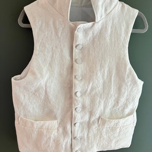 Men's 1812 Vest - made in LINEN and covered buttons