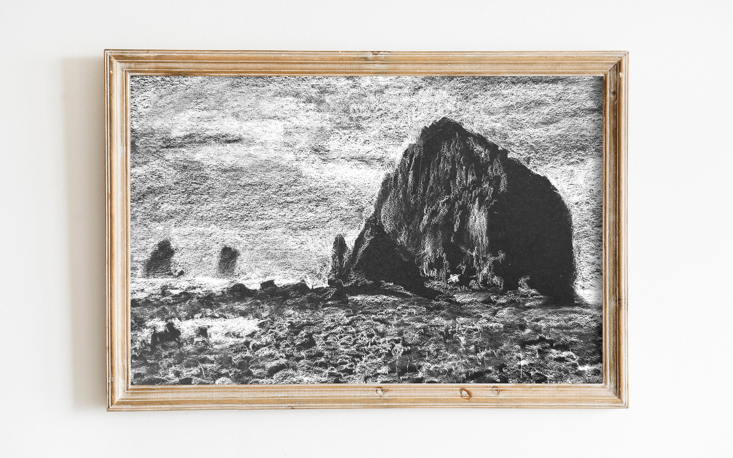 Haystack Rock Drawing Art Print, Signed - Cannon Beach Oregon Sketch ...