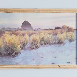 Haystack Rock Painting Art Print - Cannon Beach Oregon Oil Decor - Pacific Northwest Coastal Artwork - PNW Landscape Wall Art (unframed)