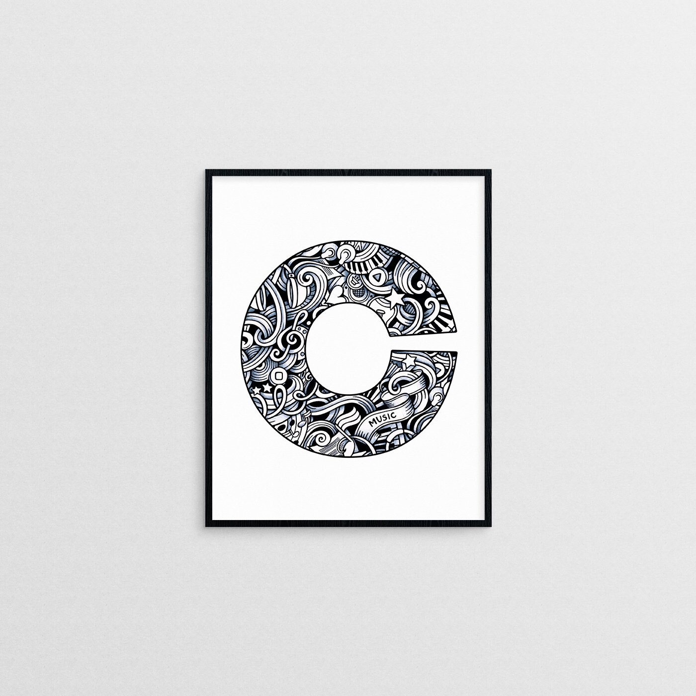 8x10 Music Doodle Alphabet Letter C Print Printable Wall Art Etsy