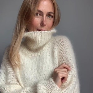 Mohair Sweater Cream Mohair Sweater Turtleneck Sweater Wool - Etsy