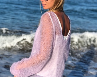 Soft Mohair Sweater, Mohair sweater, Wool sweater, mohair pullover, Handknit sweater, Knitted sweater, 100% hand made