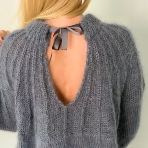 Mohair Sweater, grey Mohair sweater, Grey sweater, Wool sweater, grey pullover, Handknit sweater, Knitted sweater, 100% hand made