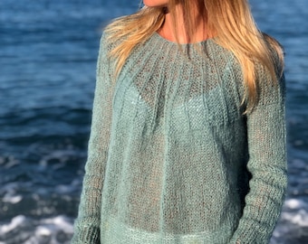Soft Mohair Sweater, Mohair sweater, Wool sweater, mohair pullover, Handknit sweater, Knitted sweater, 100% hand made