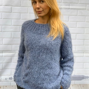 Alpaca Sweater Chunky Sweater Wool Sweater Blue Pullover - Etsy