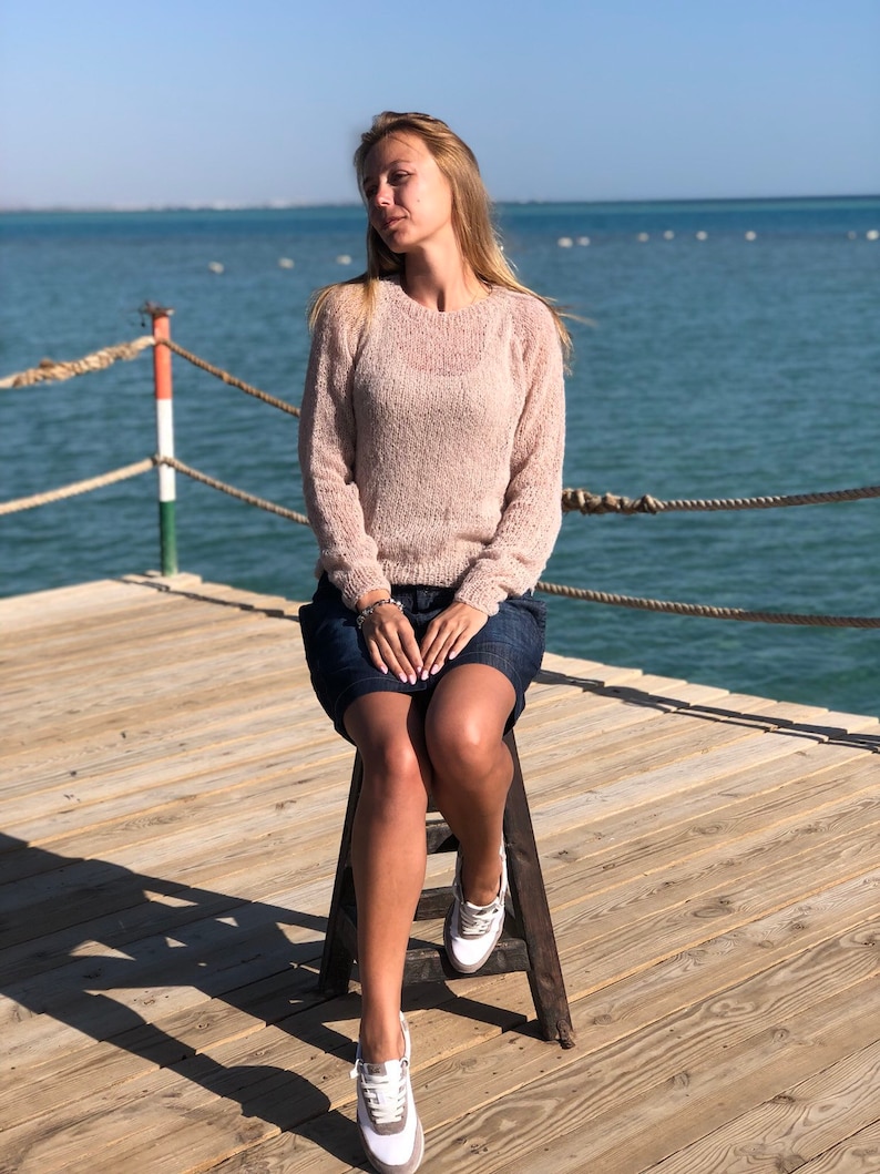 Beige Pink Mohair Sweater Mohair Sweater Wool Sweater - Etsy