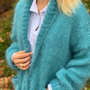 CARDIGAN Women Cardigan, Wool long cardigan, Mohair Cardigan, Chunky cardigan, Open front cardigan, 100% hand made