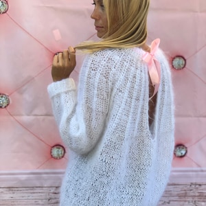 Mohair Sweater, white Mohair sweater, Turtleneck sweater, Wool sweater, white pullover, Handknit sweater, Knitted sweater, 100% hand made