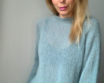 Mohair Sweater, Sheer Mohair sweater, chunky Turtleneck sweater, Wool sweater, knit pullover, Handknit , Knitted sweater, 100% hand made
