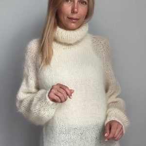 Mohair Sweater Cream Mohair Sweater Turtleneck Sweater Wool - Etsy