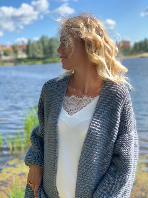 Wool Grey Cardigan Women Wool Long Cardigan Wool Cardigan