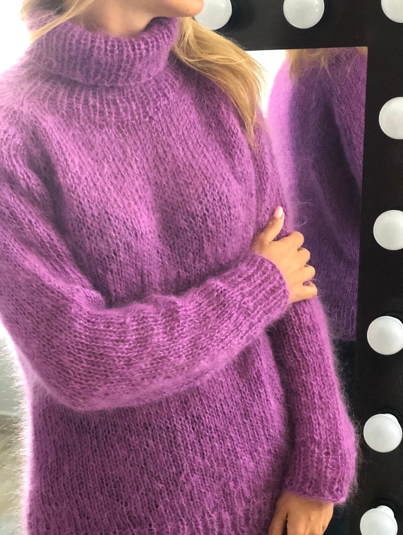 Lilac Mohair Sweater Mohair sweater Turtleneck sweater Wool | Etsy