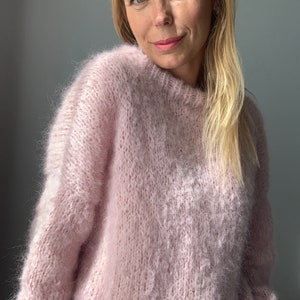 Suéter de alpaca y merino, suéter de alpaca, suéter de merino, suéter rosa, suéter suave, suéter esponjoso, 100% hecho a mano
