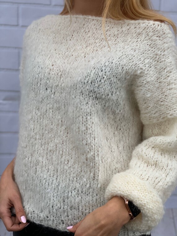 Mohair pullover creme Clearance
