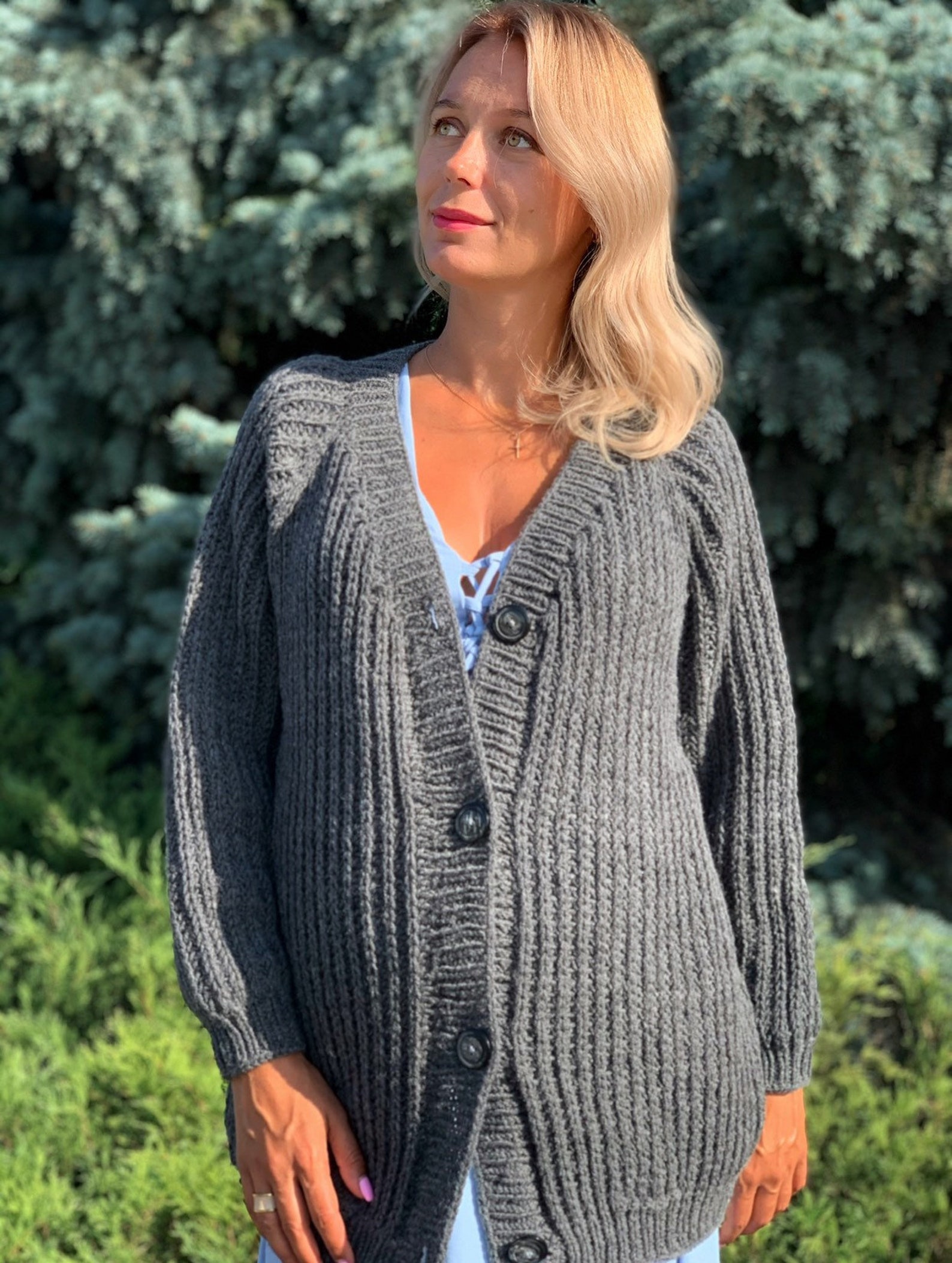 CARDIGAN Women Grey Wool Cardigan Wool Jacket Open Front Etsy