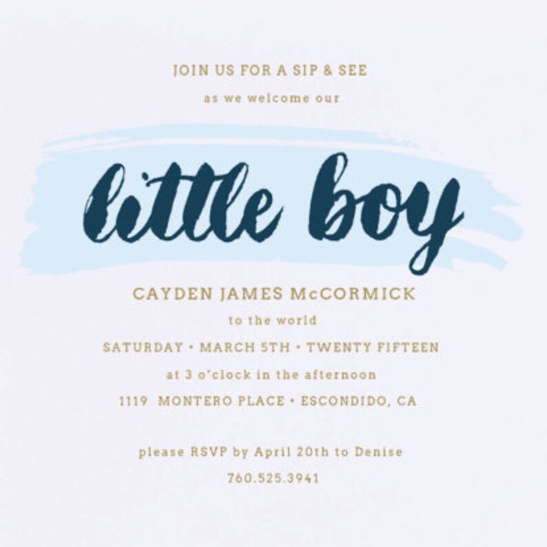 Custom Baby Boy Shower Invitations with Envelopes