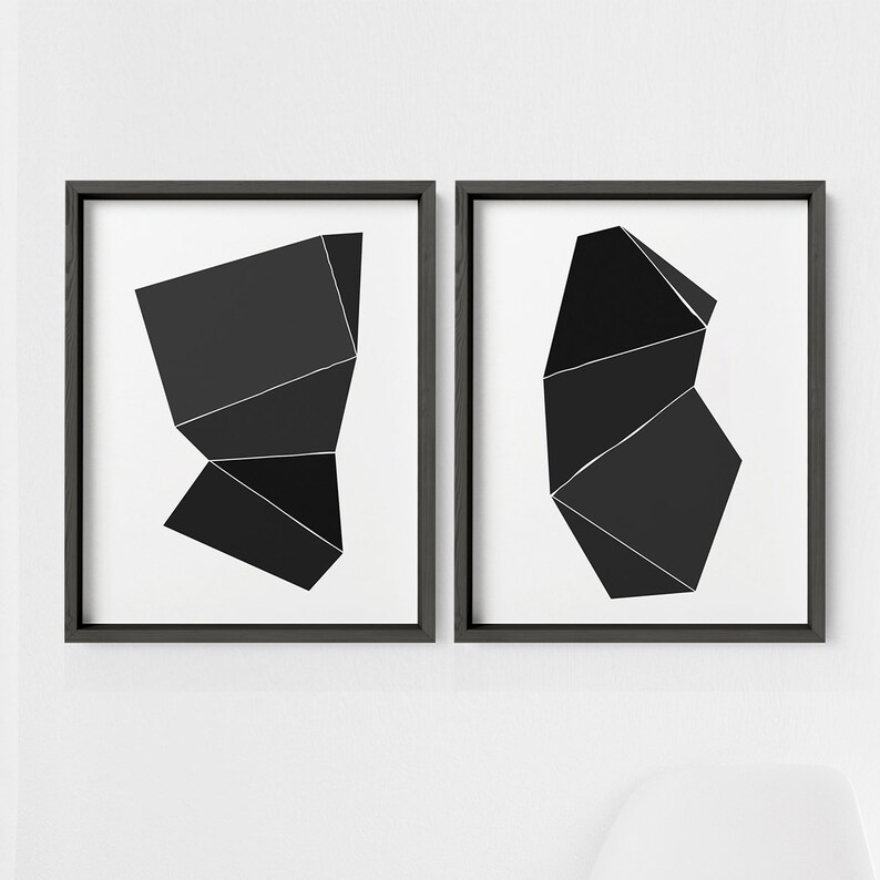 Modern Art Printables Abstract Print Set Set of 2 Wall Art Etsy