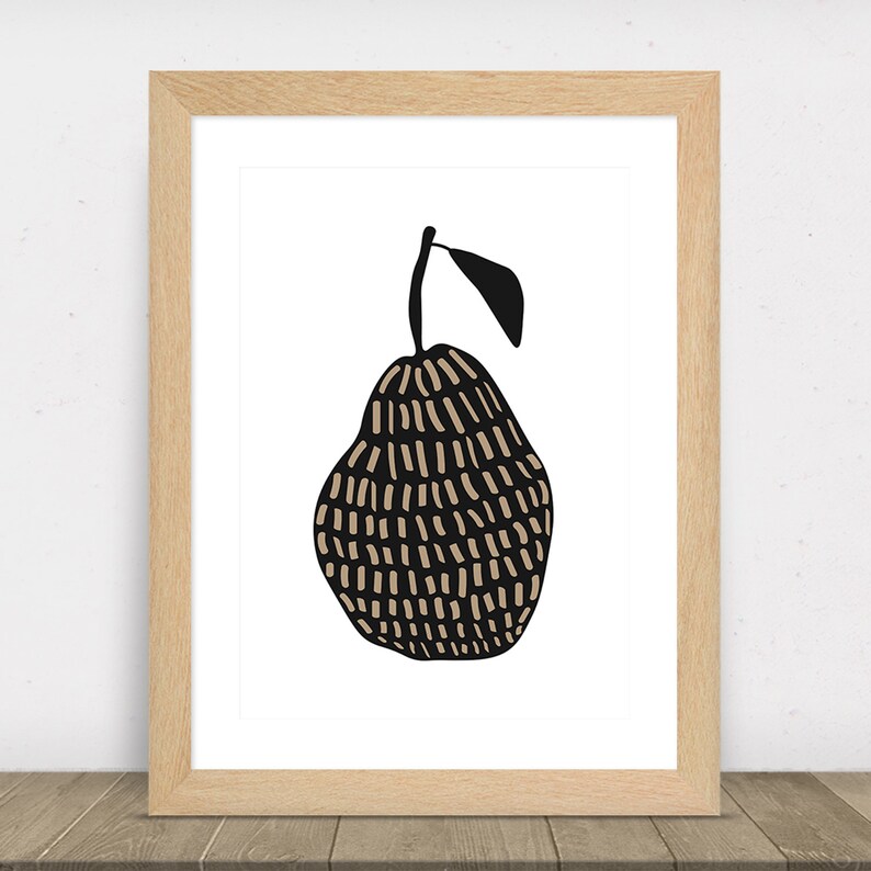 Pear Wall Art Modern Kitchen Decor Digital Illustration Etsy