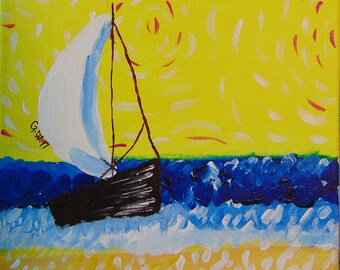 Vincent Van Gogh inspired sailboat