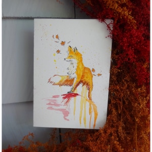 Joyeux anniversaire / carte de voeux / carte de remerciement / carte unique / Fox Autumn Fall Card