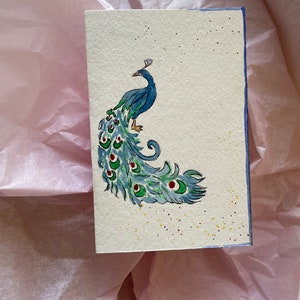 ¡Feliz cumpleaños / tarjeta de felicitación / tarjeta de agradecimiento / pavo real / dibujado de forma única para usted!
