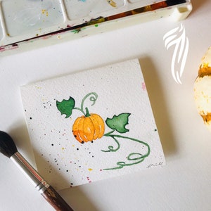 Pompoentijd / Halloween-tijd / wenskaart / thanksgiving-kaart / geverfde kaart / herfst herfsttijd