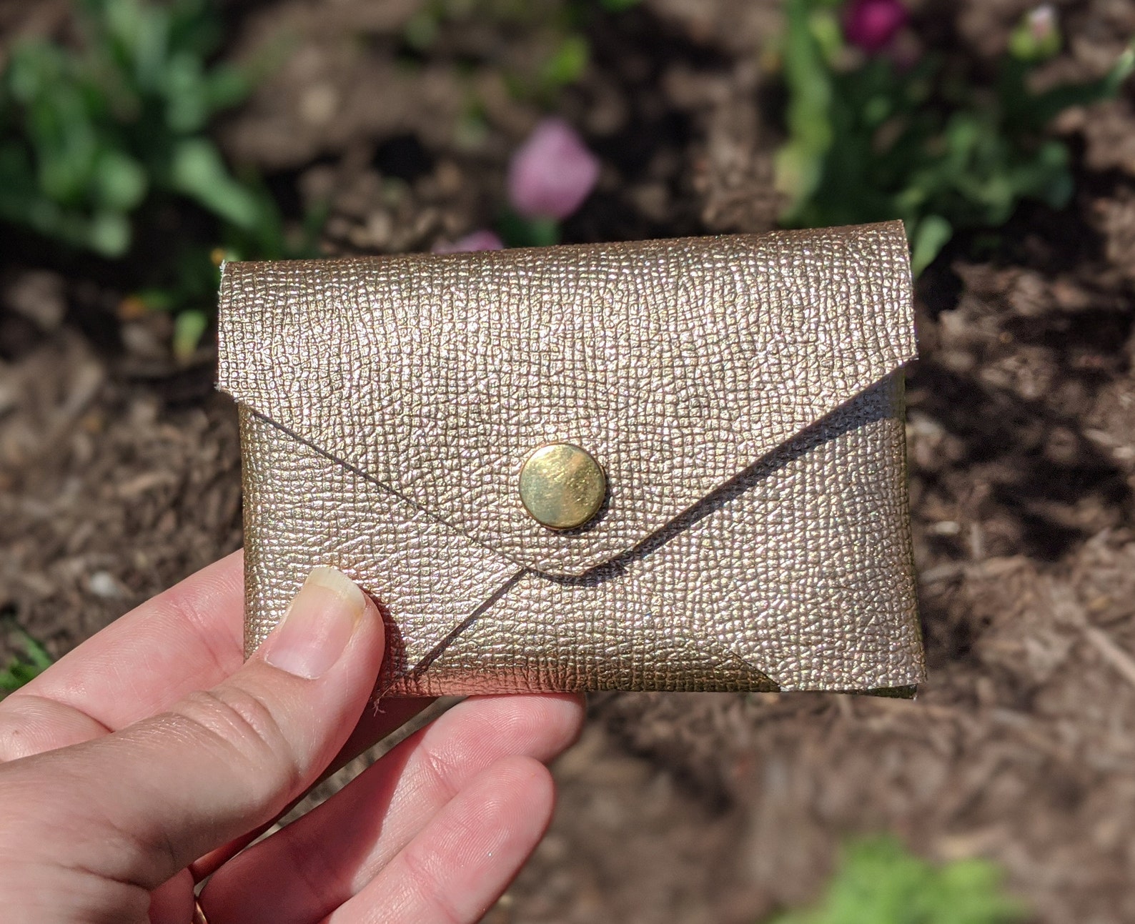 Coin & Card Purse Gold Saffiano Leather Mini Snap or Etsy UK