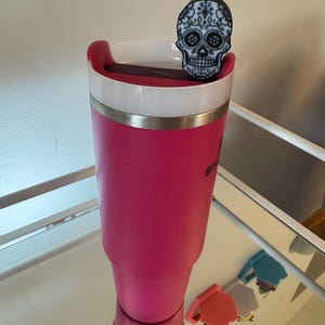 Sugar skull straw topper