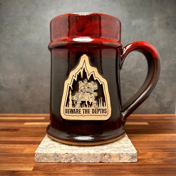 Beware the Depths (New Color and Style) - D&D Inspired Stoneware Stein - 20 Oz