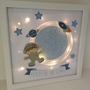 Spaceman Nursery Lamp, Astronaut Night Light, Astrology Map, Star Map, Mood Lamp,